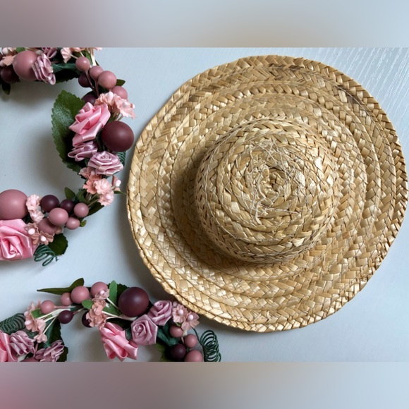 victorian flower wreaths Satin ribbon roses, pinks & green 5 1/2" Set of 2 &hat - Picture 12 of 15